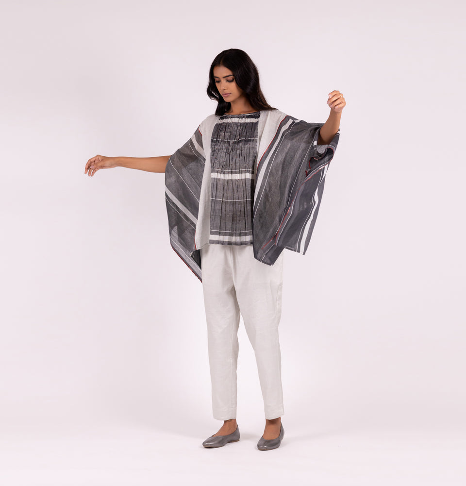 Zari Stripe Poncho