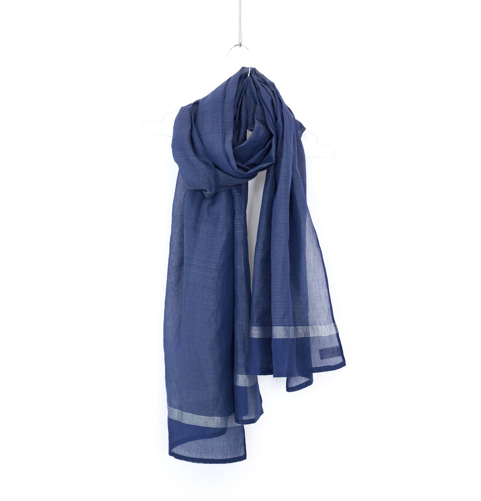 Zari Pinstripe Silver Stole