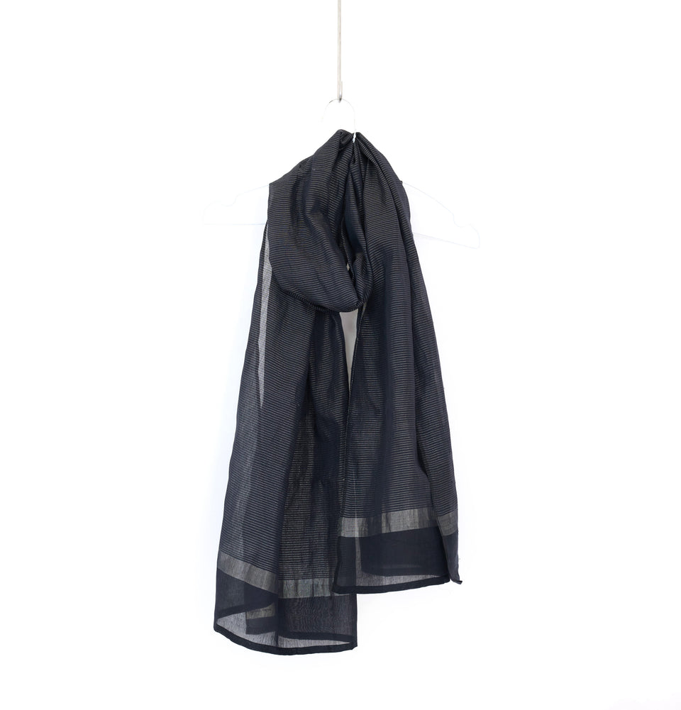 Zari Pinstripe Silver Stole